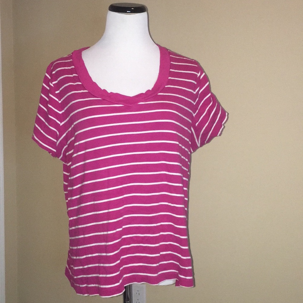 St. John’s Bay Est. 1984 Pink Striped Blouse/Tops